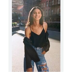 J24 NWOT Daily Practice by Anthropologie Silk Cami Black Strap XXS